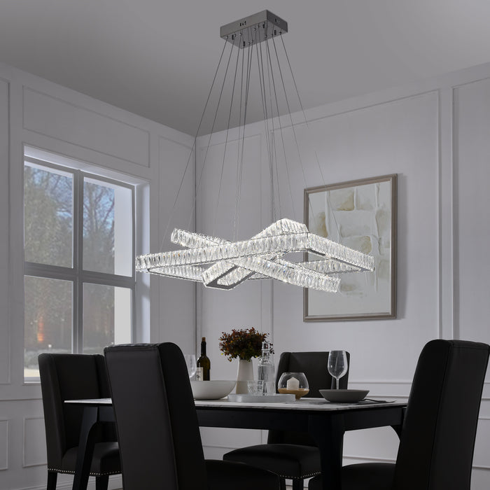 Finesse Decor-Crystal Elegance LED Chandelier 3 Rectangles-SKU: CH-415-RE