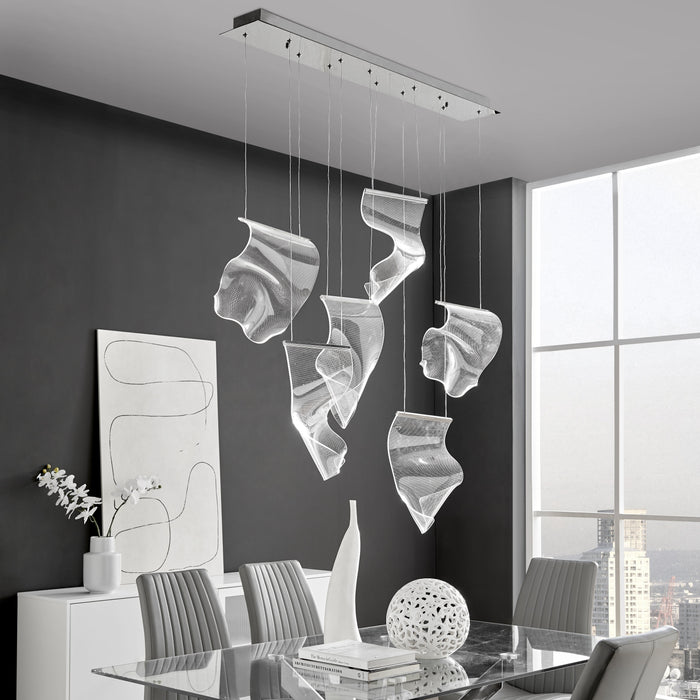 Finesse Decor-Acrylic Lace 6 Light Chandelier Chrome-SKU: CH-0201-6