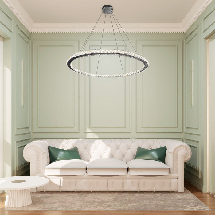Finesse Decor-1 Thin Ring Crystal Chandelier Chrome-SKU: CH-660-RD