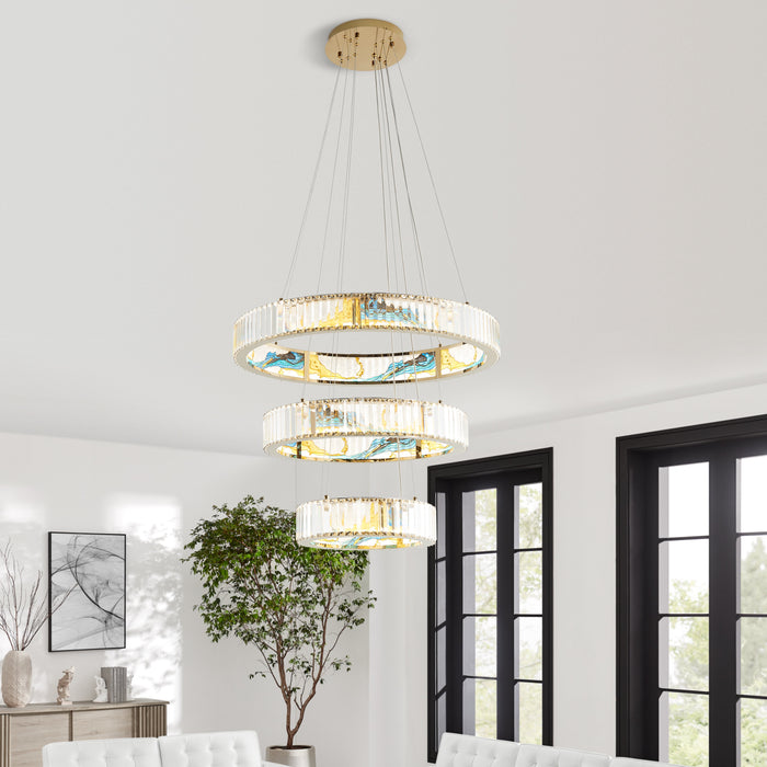 Finesse Decor-Boeseman's Colorful Round 3 Tiers Chandelier- SKU: CH-1163-3R