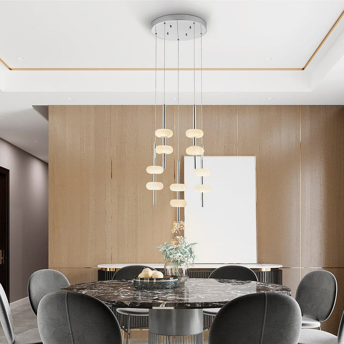 Finesse Decor-Spanish Alabaster Round Chandelier Chrome-SKU: CH-0050-5R