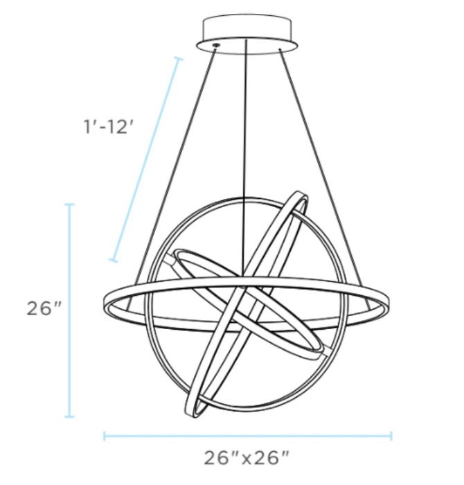 Finesse Decor-Oxford LED Adjustable Chandelier Sandy Gold-SKU: CH-010-G