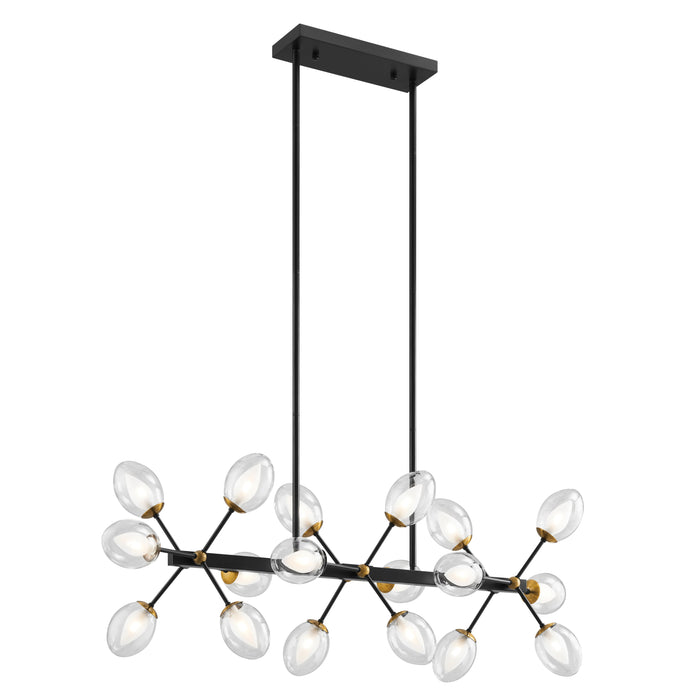 Finesse Decor-Nodus Crystal Rectangular 18 Lights Chandelier Black-SKU: CH-32400-B