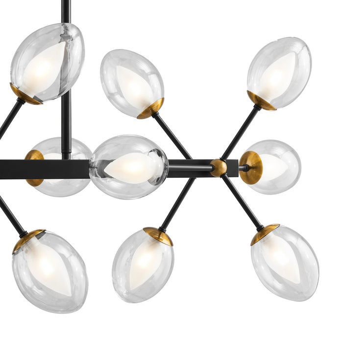 Finesse Decor-Nodus Crystal Rectangular 18 Lights Chandelier Black-SKU: CH-32400-B