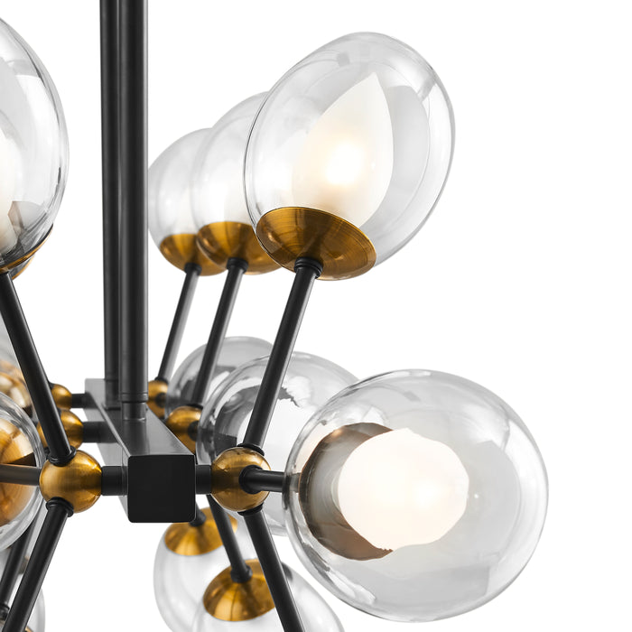 Finesse Decor-Nodus Crystal Rectangular 18 Lights Chandelier Black-SKU: CH-32400-B
