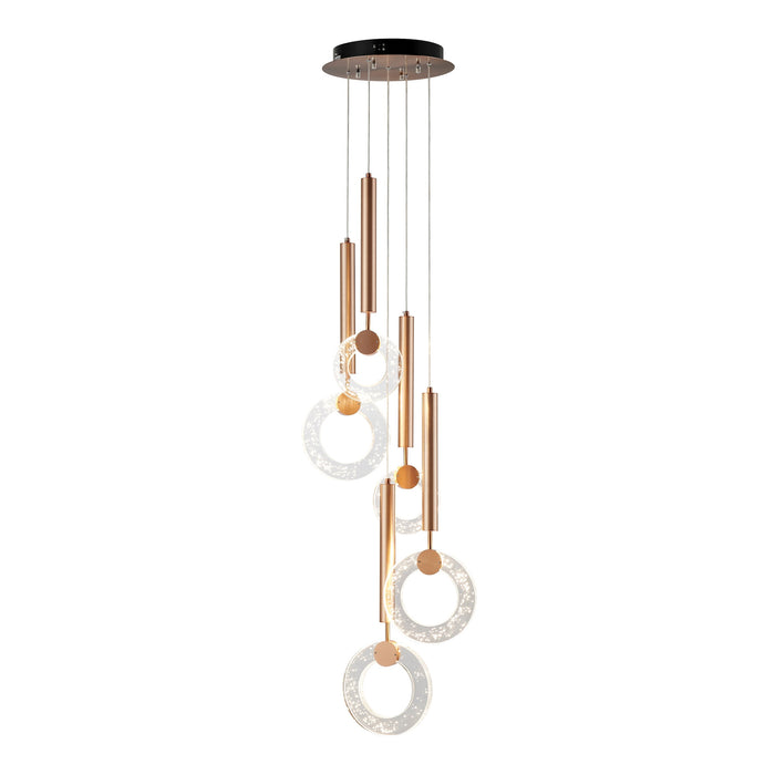 Finesse Decor-Glitter Rings Flush Chandelier Bronze-SKU: CH-630-5