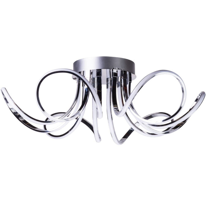Finesse Decor-6 Petal Flower Dimmable LED Flush Mount Lamp Chrome-SKU: FL-801