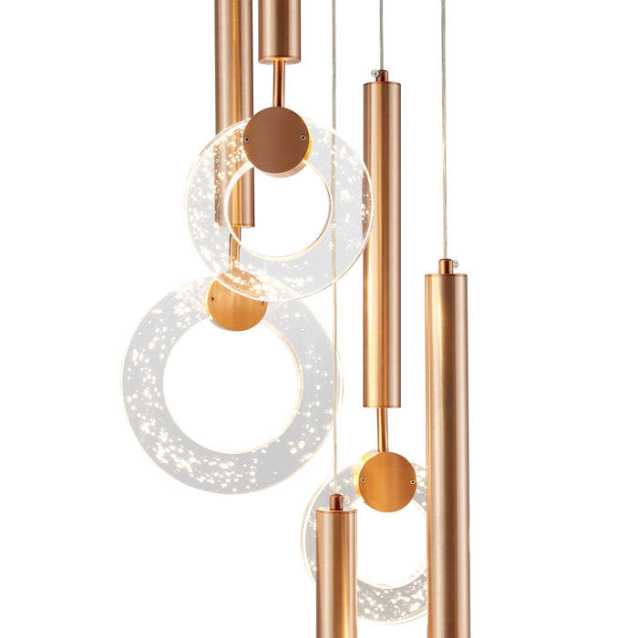 Finesse Decor-Glitter Rings Flush Chandelier Bronze-SKU: CH-630-5