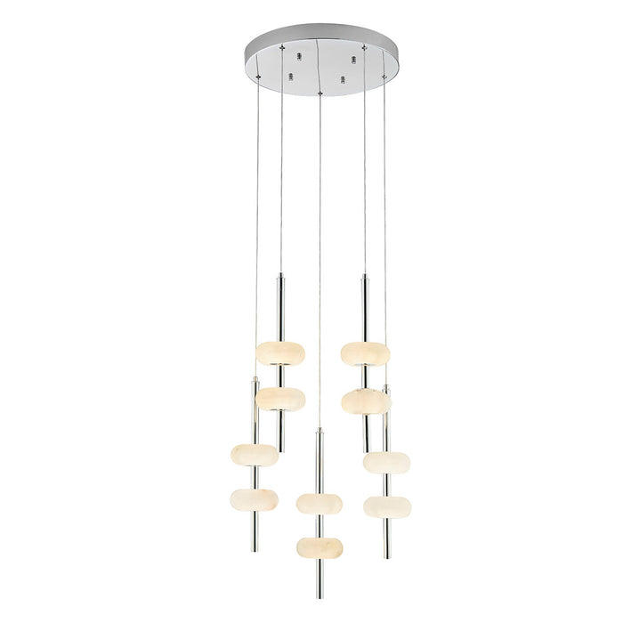 Finesse Decor-Spanish Alabaster Round Chandelier Chrome-SKU: CH-0050-5R