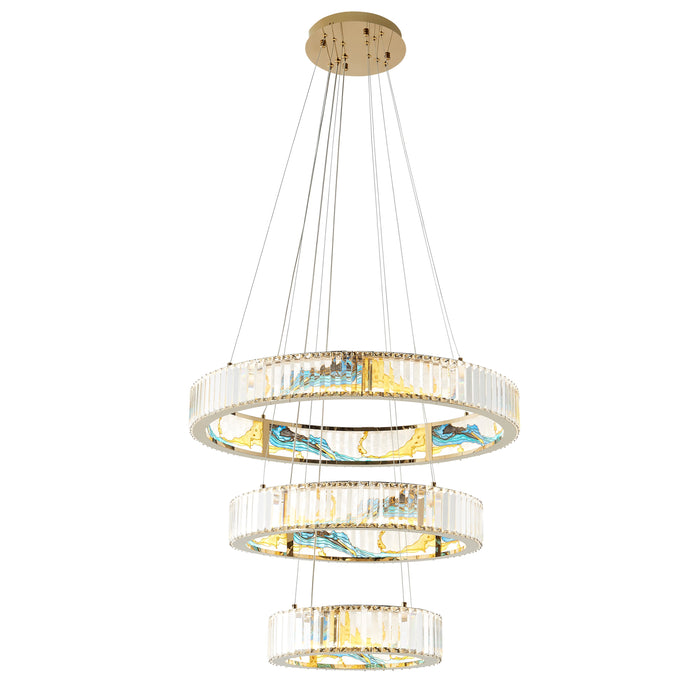 Finesse Decor-Boeseman's Colorful Round 3 Tiers Chandelier- SKU: CH-1163-3R